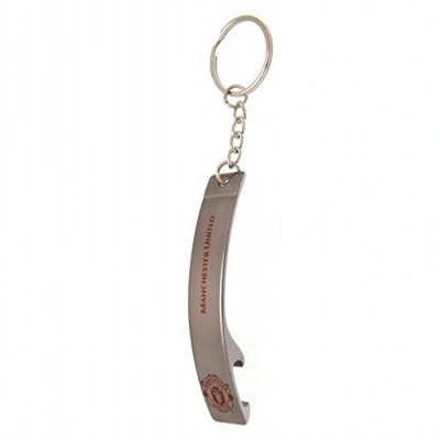 Image of Manchester United FC Official Metal Football Crest Bottle Opener Keyring (One Size) (Silver)