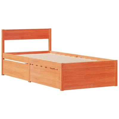 Image of vidaXL Bed Frame without Mattress Wax Brown 90x200 cm Solid Wood Pine