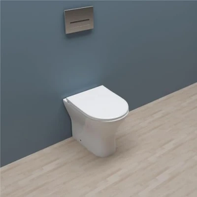 Image of Bathroom Round Back to Wall Toilet Slim Soft Close Seat Pan BTW WC