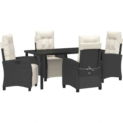 Image of vidaXL 5 Piece Garden Dining Set Black Poly Rattan