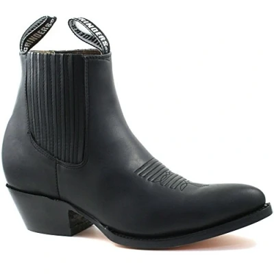 Image of MENS GRINDERS MAVERICK BLACK LEATHER WESTERN ANKLE COWBOY BOOTS UK 12 (EU 46)