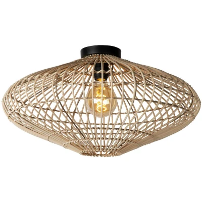 Image of Magali Scandinavian Flush Ceiling Light Ø 56cm 1xE27 Wood