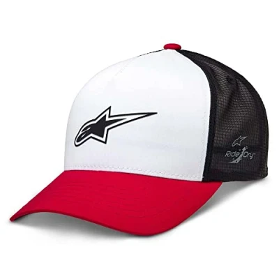 Image of Alpinestars Men&#039;s Ageless Curve Hat Baseball Cap, White/Red/Black, One Size