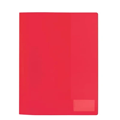 Image of HERMA 19490 File Folder A4 Translucent Red, Pack of 3, Plastic with Labelling Label, Slip Pocket &amp; Metal Staple Tongue, Sturdy Set for School and Office