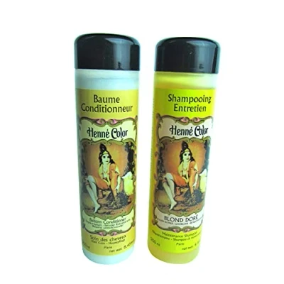 Image of Henna Hair Golden Blonde SHAMPOO + Balsam CONDITIONER 250ml each Henne Care Maintenance Dore/Goldblond/Biondo Dorato