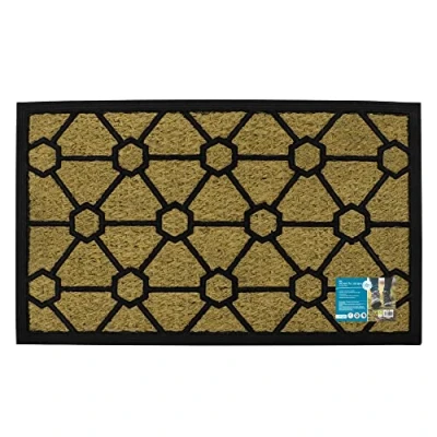 Image of JVL 02 130GE Woven Coir Tuffscrape Doormat, 45x75cm, Geometric