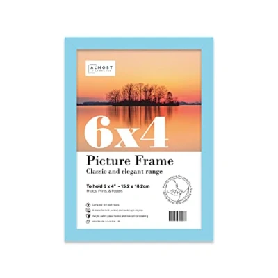 Image of 6x4 Inch Light Blue Photo Frame Wall Mountable and Freestanding Picture Standard Photograph Size, 6&quot; X 4&quot; (15 10cm)