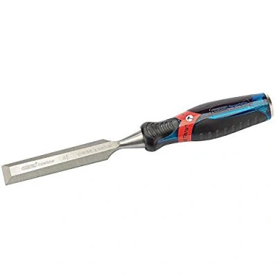 Image of Draper 24407 Expert Bevel Edge Wood Chisel, Soft Grip with &#039;Pound Thru&#039; End Cap, 22mm, 34.5cm x 4.8cm 3.1cm, Blue