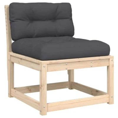 Image of vidaXL Garden Sofa Outdoor Armless Couch with Comfortable Cushions, Solid Pine Wood, Modular Design, Ideal for Patio/Terrace