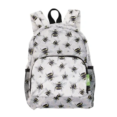 Image of ECO CHIC Lightweight Foldable Water Resistant Mini Backpack Folds Into Pouch for Storage (Bumble Bees Grey)
