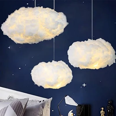 Image of Simulation Cloud Pendant Light Creative Space Cotton Chandelier Floating Ceiling Decorative Lamp for Bedroom, Dining Room, Shop