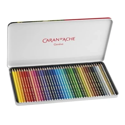 Image of Caran Dache Metal tin with 40 assorted colours