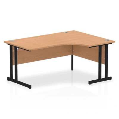Image of Impulse 1600mm Right Crescent Desk Oak Top Black Cantilever Leg