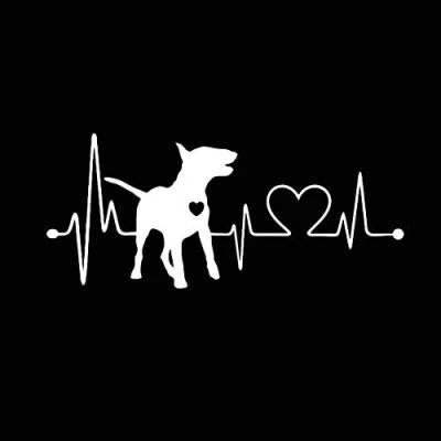 Image of Porfeet Car Sticker, Bull Terrier Dog Electrocardiogram Body Window Decals Sticker Decoration White