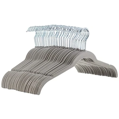 Image of Amazon Basics Velvet Shirt/Dress Hangers Pack of 50, Grey