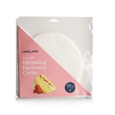 Image of 100 Lakeland Baking Parchment Liner Paper Circles 20cm Non Stick Silicone for Easy Release
