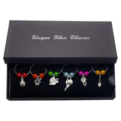Image of Libby&#039;s Market Place In The Garden Wine Glass Charms with Gift Box