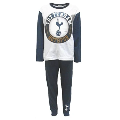 Image of Tottenham Hotspur Football Club 100% Official Merchandise Kids Childrens Boys Girls 2 Piece PJ, Pyjama Set, Solid, 4 5 Years, White/Blue