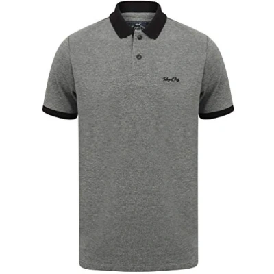 Image of Tokyo Laundry Men&#039;s Southpaw Cotton Pique Polo Shirt Mid Grey Marl S