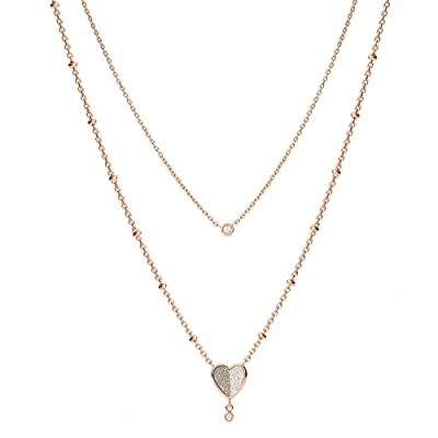 Image of Fossil Necklace for Women Vintage Glitz, Length: 42cm + 5cm Rose Gold Stainless Steel Necklace, JF03648791