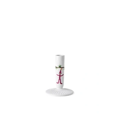 Image of Kähler Hammershøi Christmas Candle Holder Height 12 cm with Watercolour Painting, White
