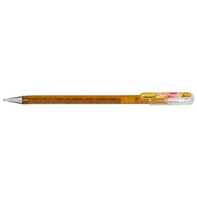 Image of Pentel Hybrid Dual K110 DMXX Metallic Gel Rollerball Pen Glitter Ink Colour Gold/Metallic Red/Gold Stroke Width 0.5 mm Pack of 12