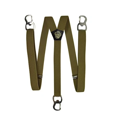 Image of Olata Y Shape Braces/Suspenders with Beer Bottle Opener Carabiner Clips 2.5cm. Cream