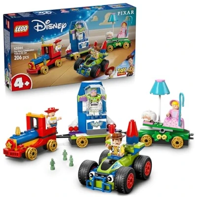Image of LEGO ǀ Disney and Pixar’s Toy Story Celebration Train &amp; RC Car Building Set with Woody, Buzz Lightyear, Jessie Bo Peep Minifigures Birthday Gift for 4+ Year Old Boys Girls 43264