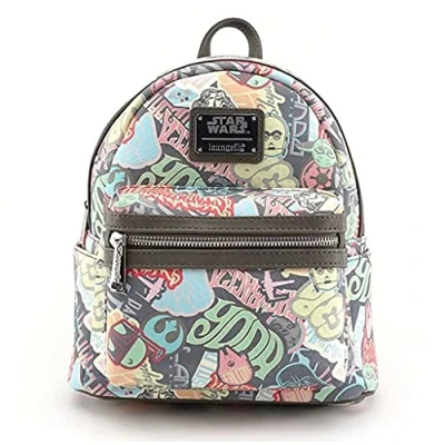 Image of Star Wars Classic Pastel Stickers Mini Faux Backpack by Loungefly
