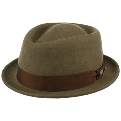 Image of Lierys Classic Porkpie Wool Felt hat for Women/Men Made in Italy Water Repellent Pork Pie Packable Summer/Winter Musician&#039;s Olive L (58 59 cm)