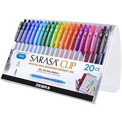 Image of Sarasa Clip Retractable Gel Pen.5mm, Assorted 20 Pack Pouch (47220)