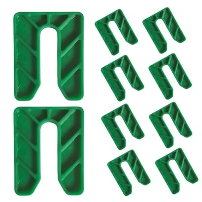 Image of Glazing Supplies Direct 5mm Green U Frame Polypropylene Plastic Horseshoe Shims for Easy Leveling Packers, Construction, Door/Window Frames, Flat Spacers Battens &amp; Dry Lining (60Pcs)