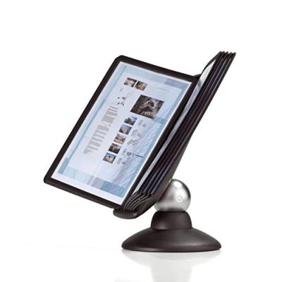 Image of Durable SHERPA MOTION Display Panel Desk Unit 10 Panels and Tabs in Black Adjustable Rotatable for Complete Flexibility Ideal A4 Documents