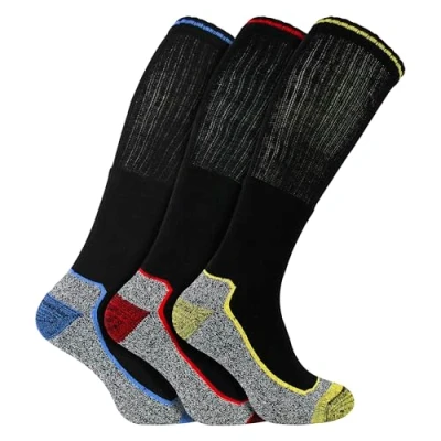 Image of Sock Snob Mens Knee High Socks for Steel Toe Boots Anti Sweat Breathable Heavy Duty Bamboo Work (6 11, 3 Pack)