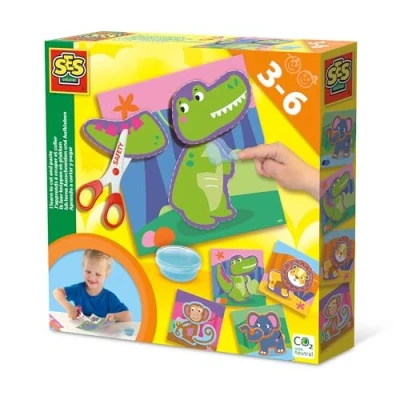 Image of SES Creative 14042 I Learn to Cut and Paste, Safe Scissors, Complete Set for Young Children