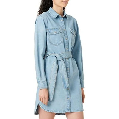 Image of JJXX Women&#039;s Jxthalia Regular Dress Cr3 Noos, Light Blue (Light Denim), S
