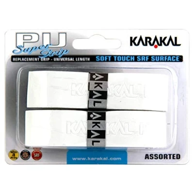 Image of Karakal Super PU Replacement Grips Pack of 2 White Tennis Squash Badminton Retail Package (White)