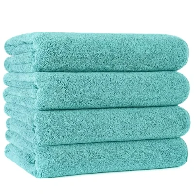 Image of POLYTE Quick Dry Lint Free Microfibre Bath Towel, 76 x 145 cm, Pack of 4 (Aqua)