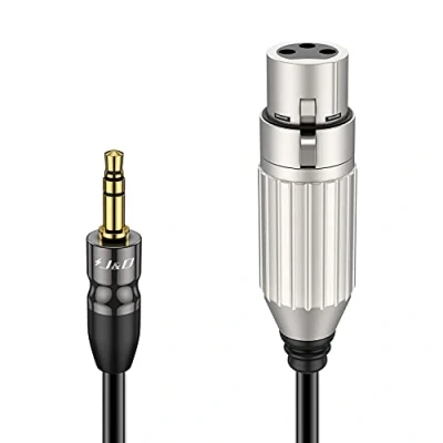 Image of J&amp;D XLR to 3.5mm Microphone Cable, PVC Shelled Female 1/8 inch TRS Male Balanced Cable Adapter for DSLR Camera, Computer Sound Card, 3 Feet