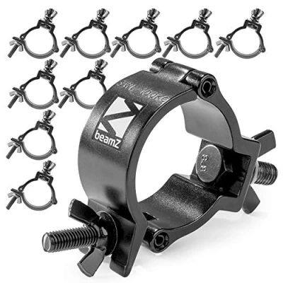 Image of beamz 10 x Half Coupler O Clamp Truss Goalpost DJ Stage Lighting 48 51mm 100kg Black