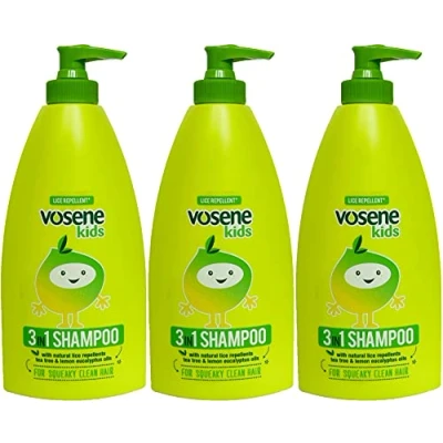 Image of THREE PACKS of Vosene Kids 3 in 1 Conditioning Shampoo Head Lice Repellent 250ml