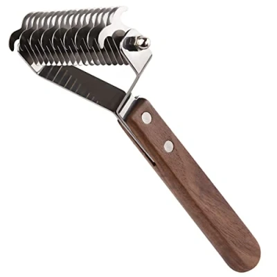 Image of onebarleycorn coat king undercoat rake dog grooming comb,dog brushes for Shedding Stripping Brush Pet Dematting Comb Dogs and Cats(9+17 Dual Blades)
