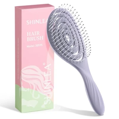 Image of SHINLEA Hair Brush Anti Tangle Detangle Brush, Wet &amp; Dry Spiral Hairbrush For Women, Men, kids, Glide Through Tangles All Types (Purple)