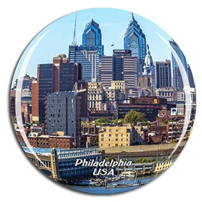 Image of Weekino USA America Philadelphia Fridge Magnet 3D Crystal Glass Tourist City Travel Souvenir Collection Gift Strong Refrigerator Sticker
