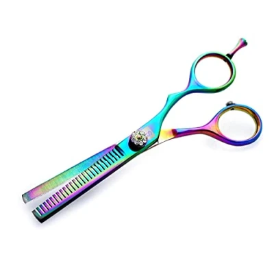 Image of Professional Hair Thinning Scissors, Offset, Rainbow 5.5 inch Case