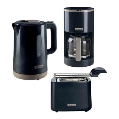 Image of ARIETE Breakfast ARPK46 Jug Kettle, 2 Slice Toaster &amp; Filter Coffee Machine Bundle Dark Grey, Black,Silver/Grey