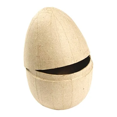Image of Décopatch Ref BT017O Small Egg Papier Maché Object to Decorate 6 x 8cm with Papers &amp; PaperPatch Glue, Glitter, Paints, Brown