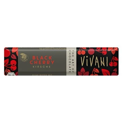 Image of Vivani Organic Black Cherry Dark Chocolate Bars Vegan Pack of 18