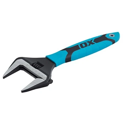Image of OX P324612 PRO Series Adjustable Wrench, Extra Wide Jaw Plumbing Spanner with Dura Grip Soft Handle Multifunctional tool, 60mm