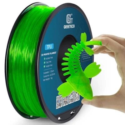 Image of GEEETECH TPU Flexible Filament 1.75mm, 3D Printer Filament, Printing Materials for Printer, 1 KG, Spool, Transparent Green